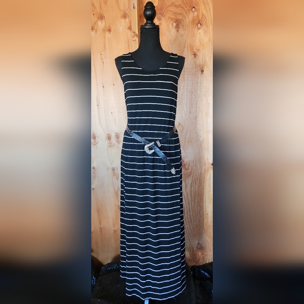 Merona Black and White Striped Maxi Dress